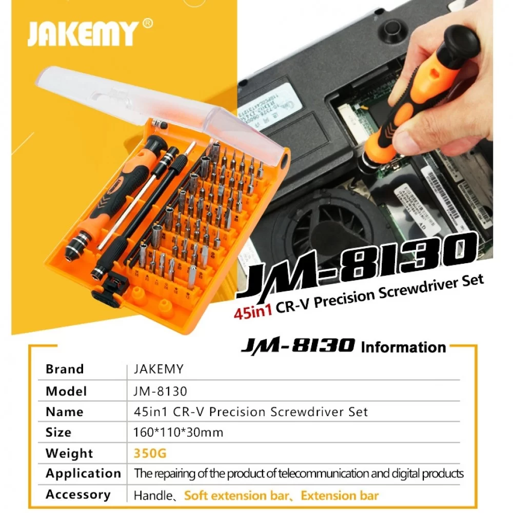Picture of JAKEMY JM-8130 45 in 1 Interchangeable Magnetic Precision Screwdriver Set
